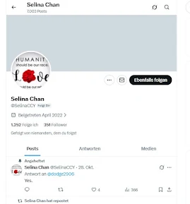 Screenshot des Bot-Accounts @SelinaCCY