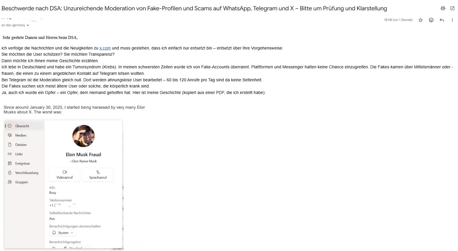 Beweis DSA Beschwerde Seite 1