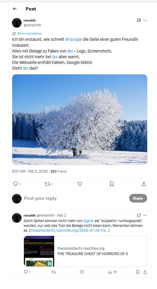 Der eingeschränkte Post auf X - meines Freundes Rene