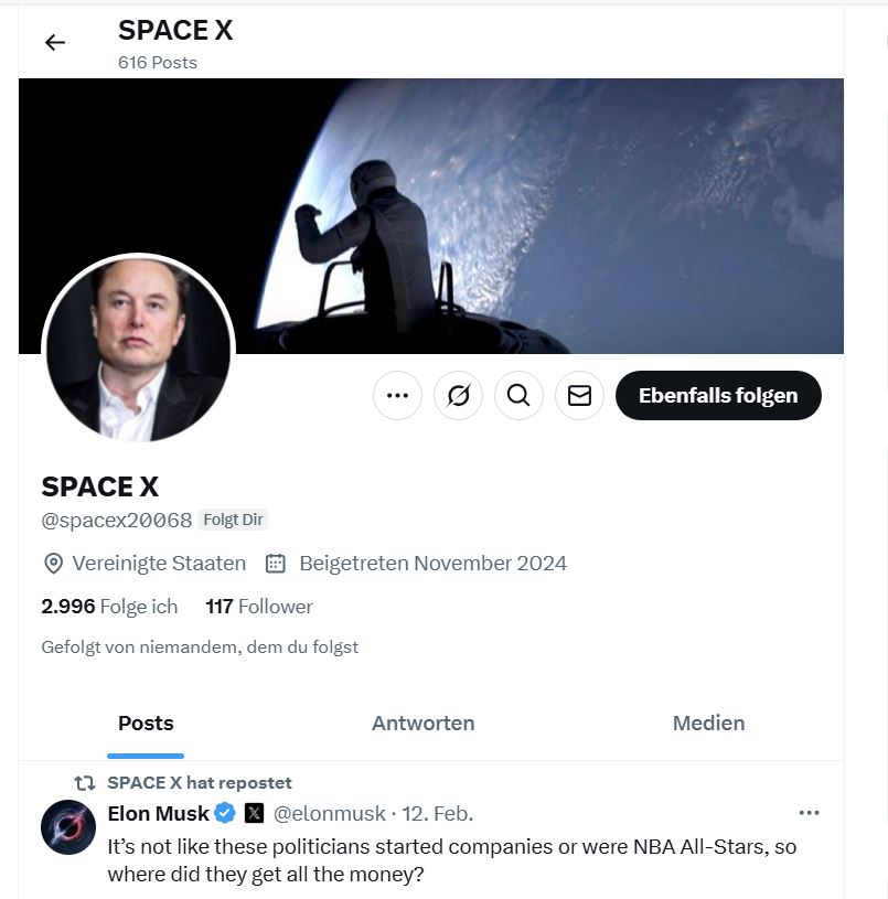 Fake Space X Profil
