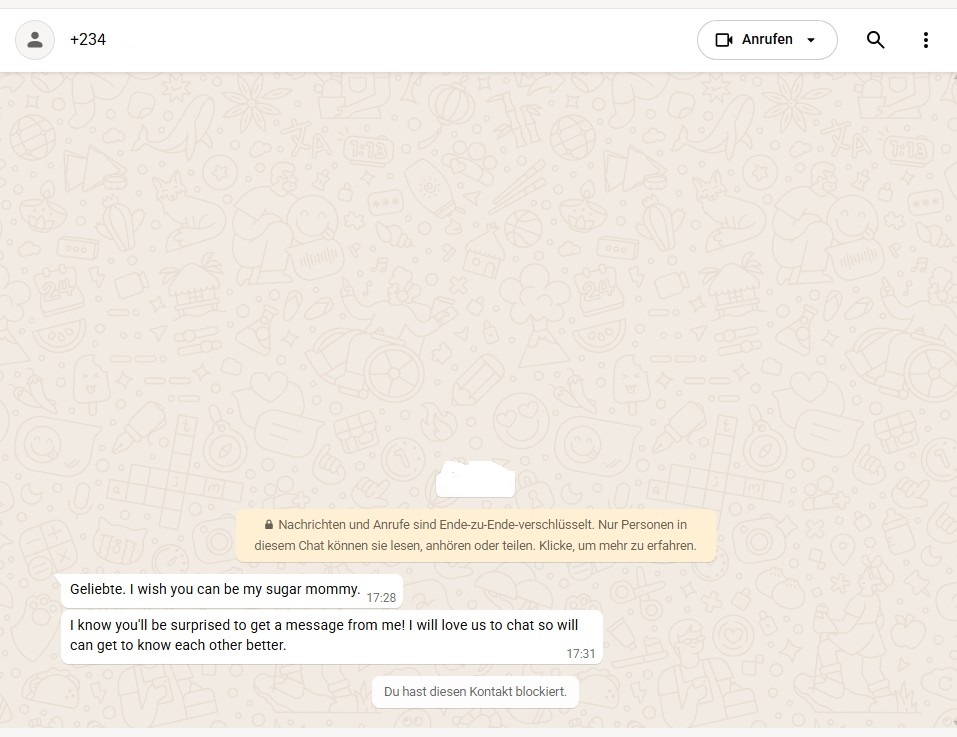 WhatsApp Sugar Mommy Scam