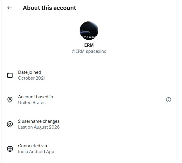 About this account – @ERM_spacexinc from India