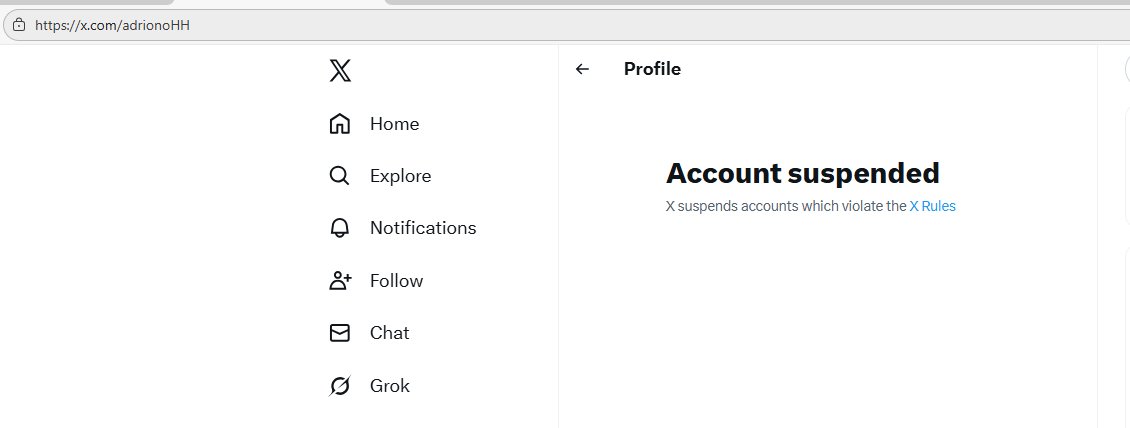 Suspended Account adrionoHH