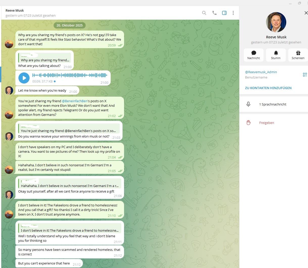 Telegram Chat Verlauf 1