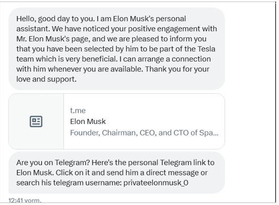 Tesla Telegram Bait